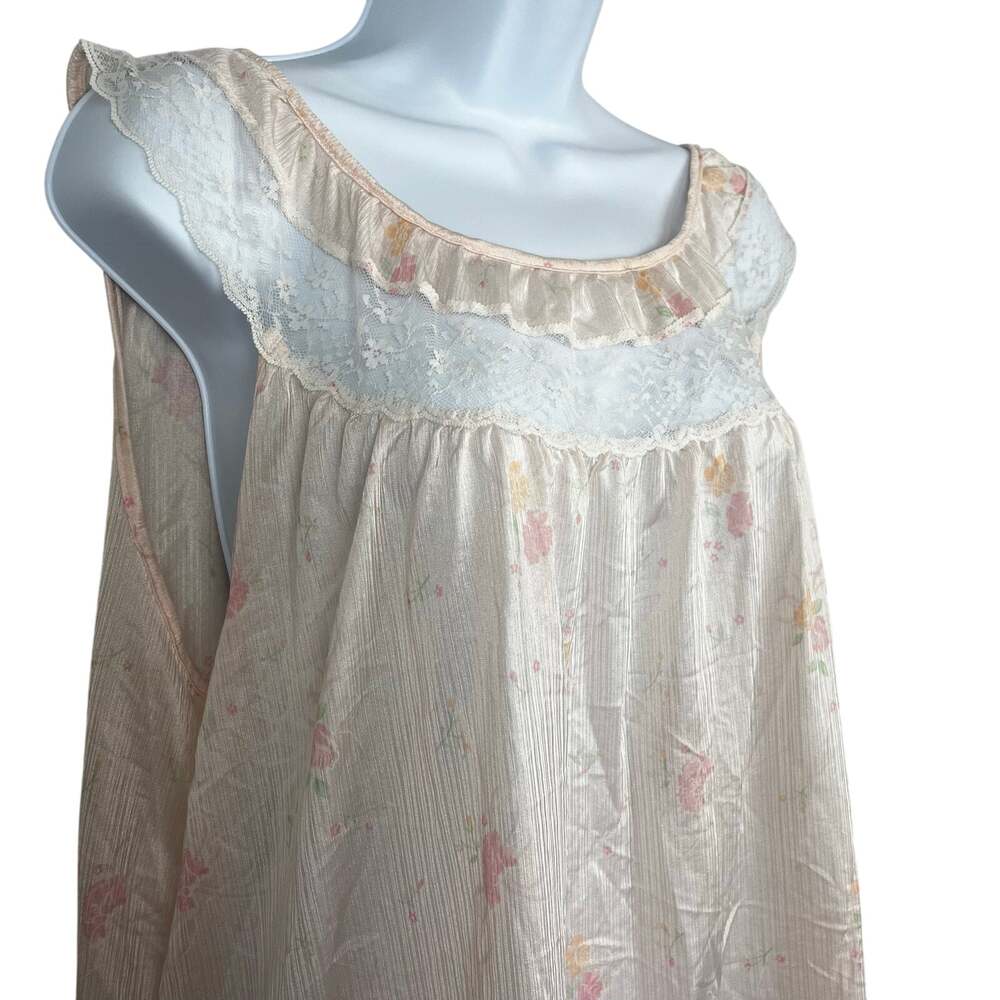 Vintage Floral Lace Nightgown 28W Sheer